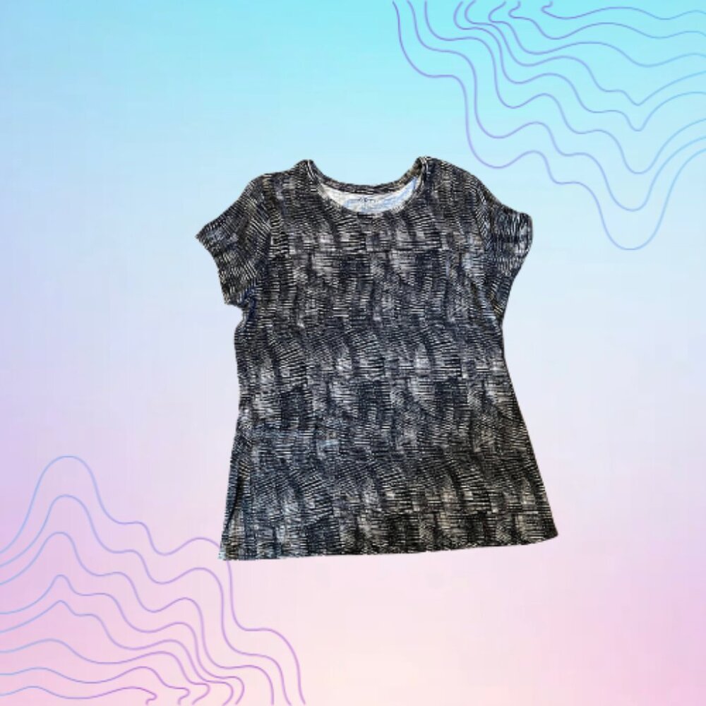 APT 9. Black & White Abstract Print Top